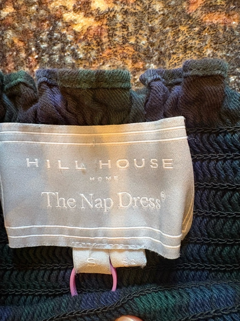 Hill House Nap Dress Blackwatch Plaid Smocked Tiered Maxi Dress - Navy & Green - Picture 5 of 6
